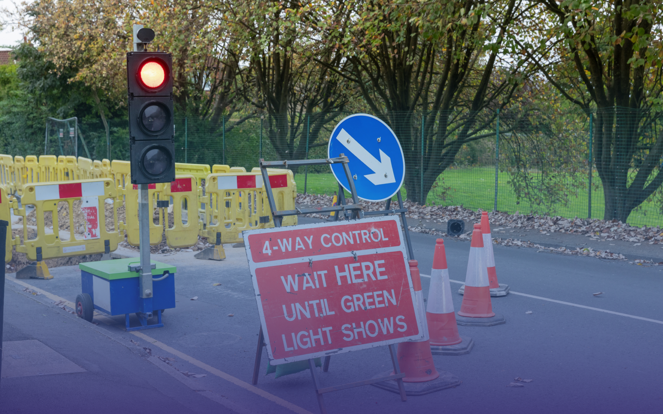 A lane closure on a UK road representing the Lane Rental Scheme and how Causeway Technologies is helping local authorities prepare.