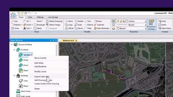 live design import lidar data