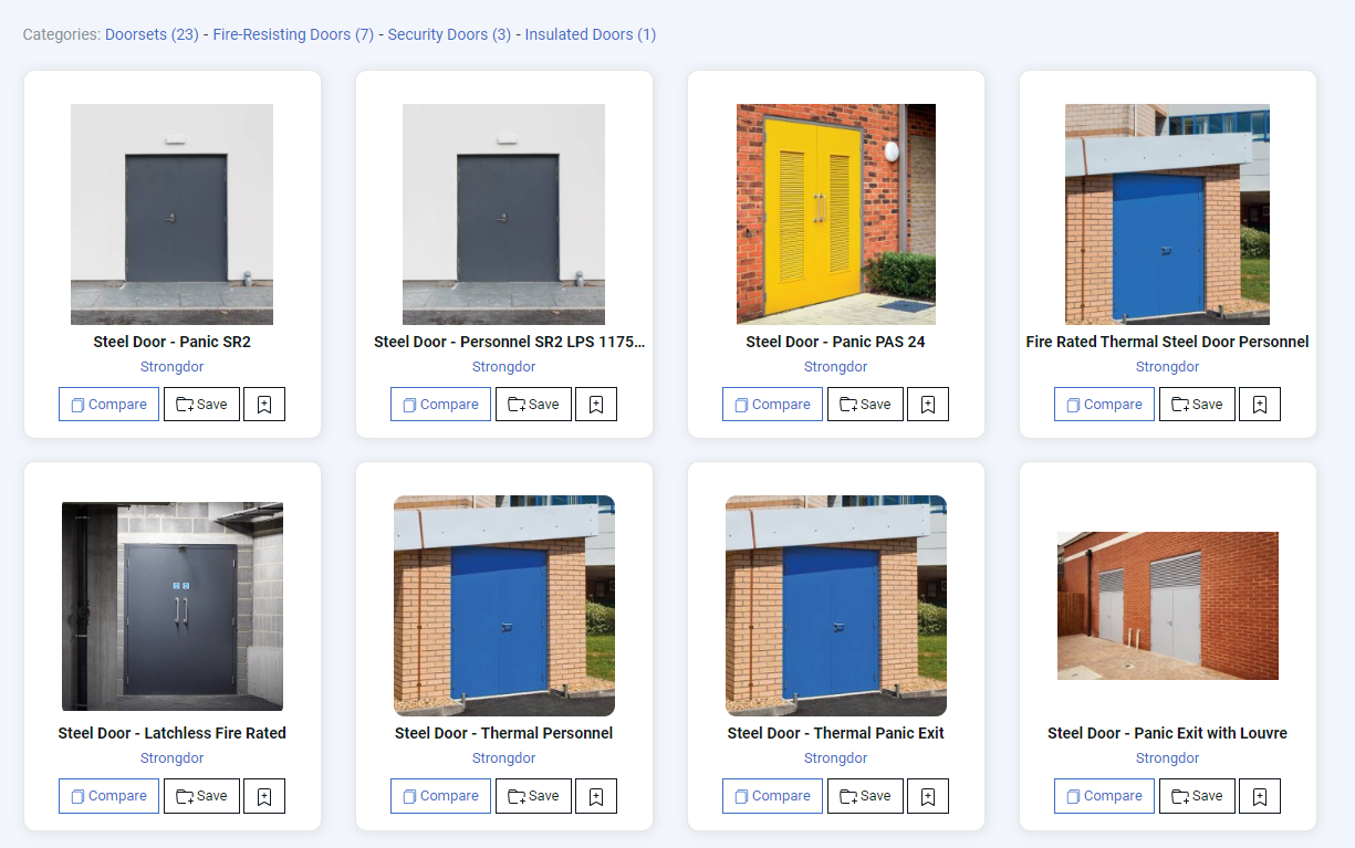 Strongdor list products on Causeway SpecifiedBy to enhance online specification